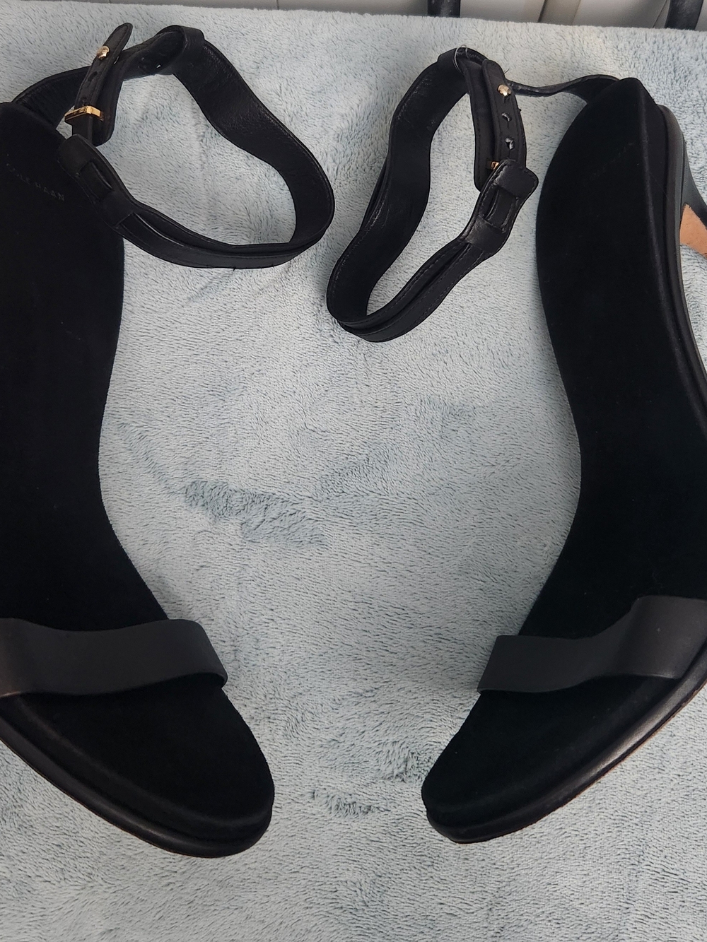 Cole Haan Black Suede Ankle-Strap Heels